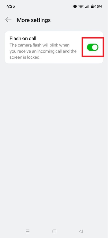 Toggle flash on call feature on OnePlus 13R 5G