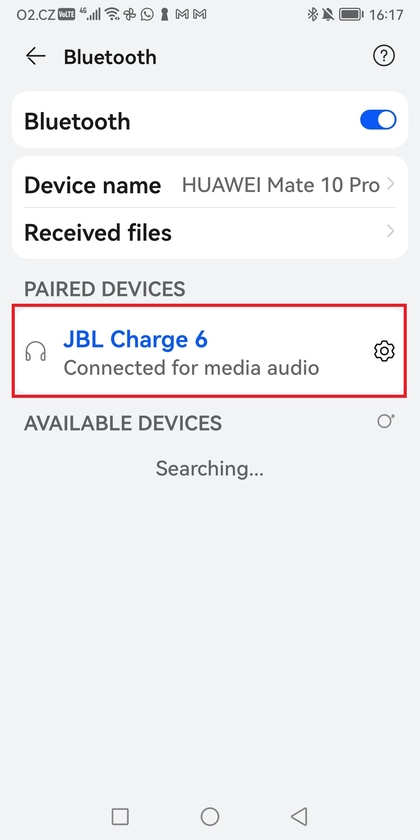 Seznam naprav Bluetooth z JBL Charge 6