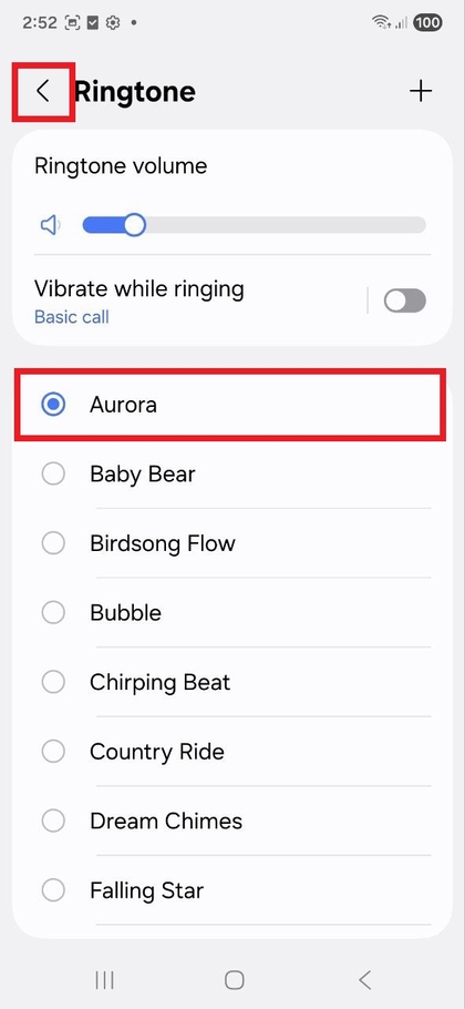 Potrditev izbire melodije zvonjenja Potrditev izbire melodije zvonjenja