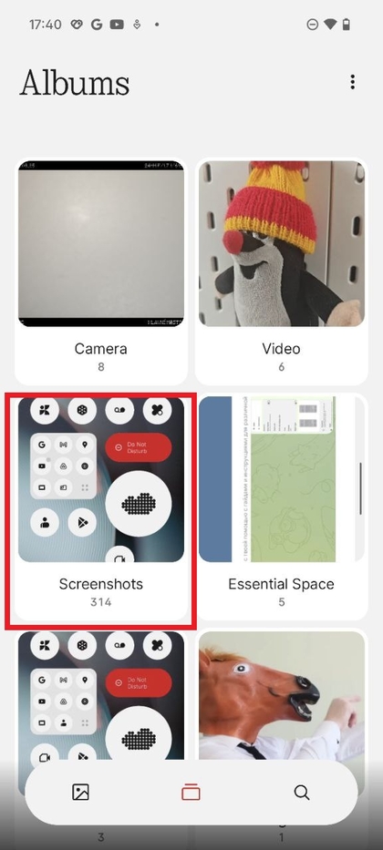Otvaranje galerije za pristup snimkama zaslona na Nothing Phone 3
