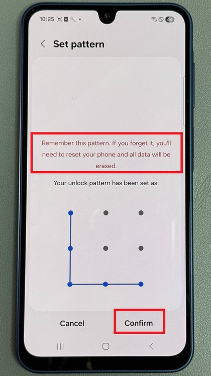 Zárolási információk megadása és megerősítése