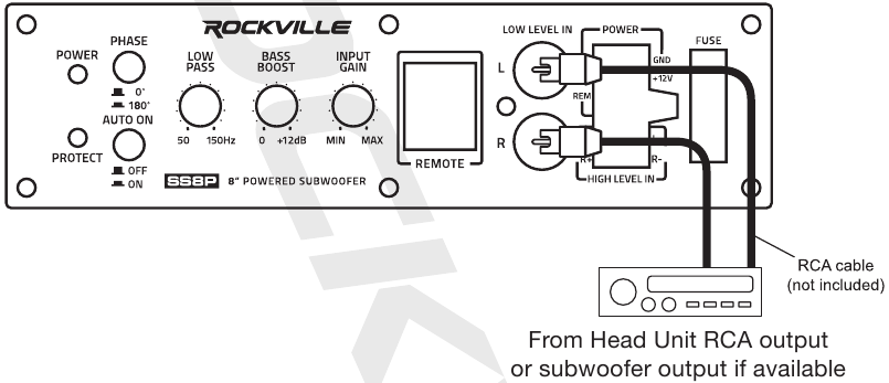 Rockville - SS8P - Cableado de entrada de bajo nivel Cableado de entrada de bajo nivel