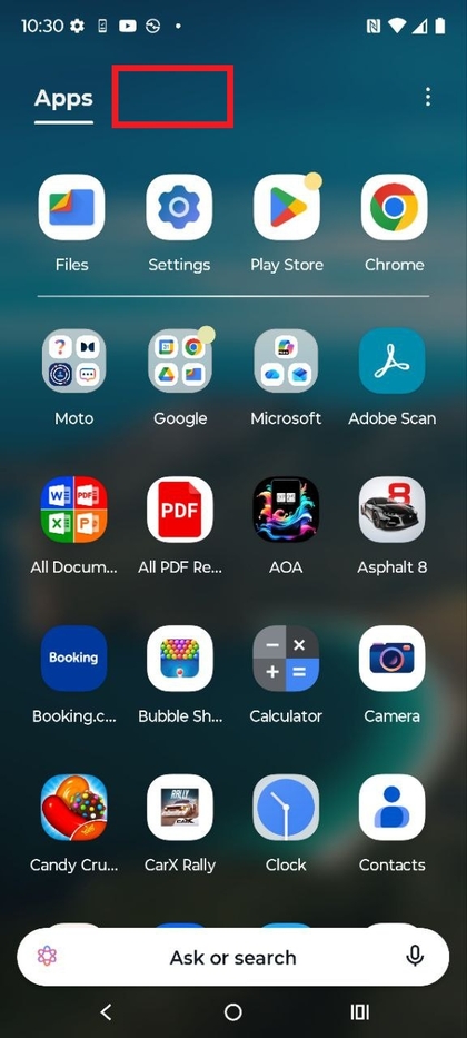 Bijgewerkte app drawer op Motorola EDGE 60 Fusion zonder nieuwsfeed