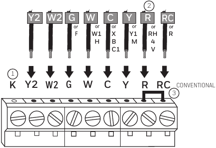 Honeywell - RTH6500WF - Muqobil simlarni ulash (oddiy tizim) Muqobil simlarni ulash (oddiy tizim)