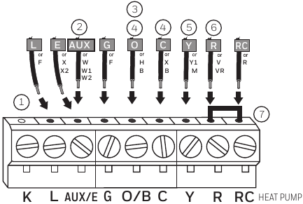 Honeywell - RTH6500WF - Muqobil simlarni ulash (faqat issiqlik nasosi tizimi) Muqobil simlarni ulash (faqat issiqlik nasosi tizimi)