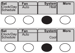 Honeywell - RTH6500WF - Tizim rejimini tanlash Tizim rejimini tanlash