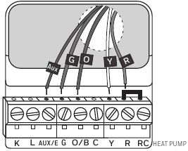 Honeywell - RTH6500WF - Simlarni ulash (faqat issiqlik nasosi tizimi) Simlarni ulash (faqat issiqlik nasosi tizimi)