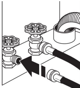 Whirlpool - Pračka s předním plněním - Připojte přívodní hadice k vodovodním kohoutkům Krok 1 Připojte přívodní hadice k vodovodním kohoutkům Krok 1