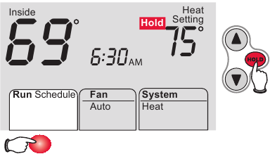 Honeywell - FocusPRO 6000 Series - Program schedule override (permanent) Постоянная отмена расписания программы