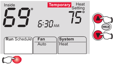 Honeywell - FocusPRO 6000 Series - Program schedule override (temporary) Временная отмена расписания программы