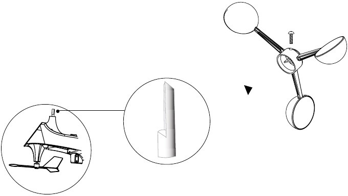 La Crosse Technology - V40-PRO - Zëvendësimi i kupave të erës Zëvendësimi i kupave të erës