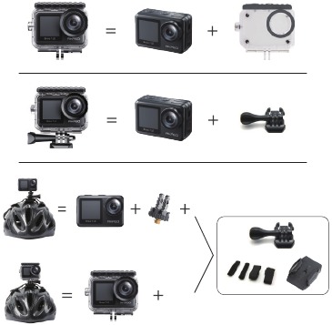 Akaso - Brave 7 LE - MOUNTING YOUR CAMERA Step 1 MONTAJE DE SU CÁMARA Paso 1