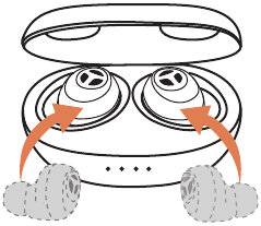Tranya - T10 - Carregando os fones de ouvido Charging the Earbuds