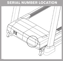 Horizon Fitness - T101 - Sarjanumeron sijainti Sarjanumeron sijainti