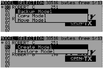 FrSky - TARANIS X9D - WYBÓR MODELU WYBÓR MODELU