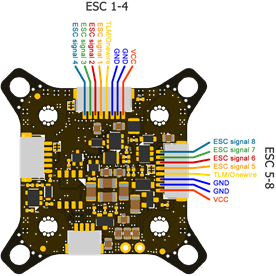 FETtec - FC G4 - ESC connection via 8 pin connector Step 1 ESC-liitäntä 8-nastaisen liittimen kautta Vaihe 1