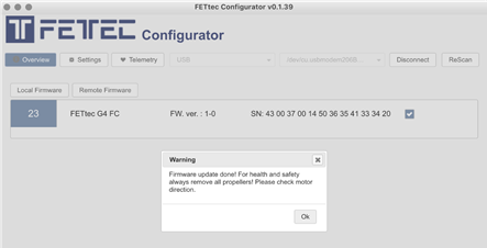 FETtec - FC G4 - FC firmware update Step 3 FC-laiteohjelmiston päivitys Vaihe 3