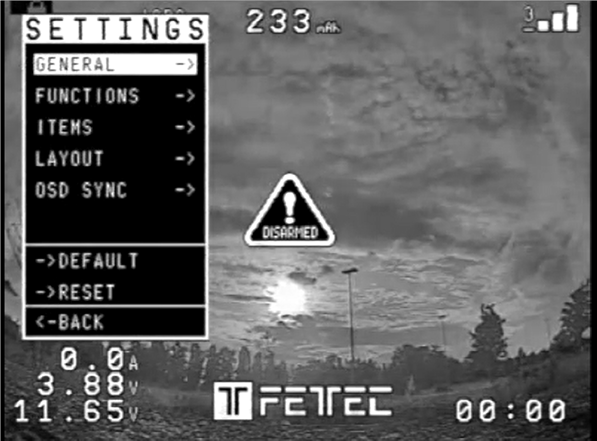 FETtec - FC G4 - OSD settings OSD-asetukset