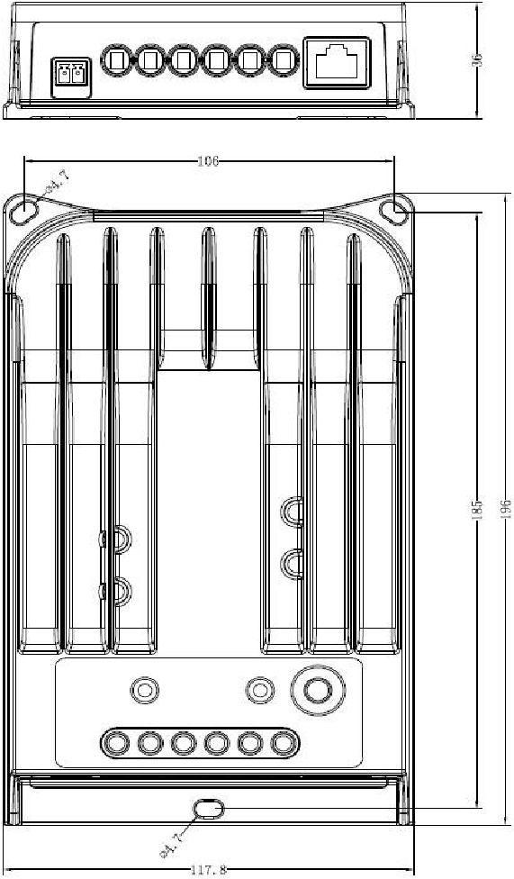 Epever - Tracer-BN Series MPPT - Tracer1215BN Dimensions in Millimetres Tracer1215BN Dimensions in Millimetres