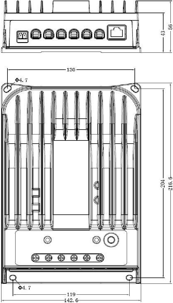 Epever - Tracer-BN Series MPPT - Tracer2215BN Dimensions in Millimetres Tracer2215BN Dimensions in Millimetres
