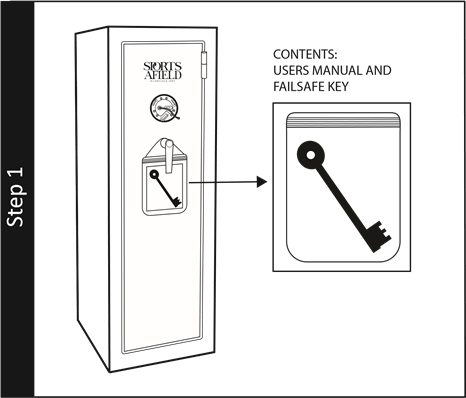 Sports Afield - 18 Gun Safe - OPENING YOUR SAFE Step 1 OPENING YOUR SAFE Step 1