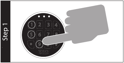 Sports Afield - 18 Gun Safe - SECURITY CODE SETUP FOR NON ILLUMINATED E-LOCKS Step 1 SECURITY CODE SETUP FOR NON ILLUMINATED E-LOCKS Step 1