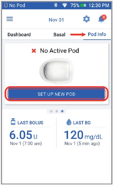 OmniPod - DASH System - SET UP A NEW POD Step 1 SET UP A NEW POD Step 1