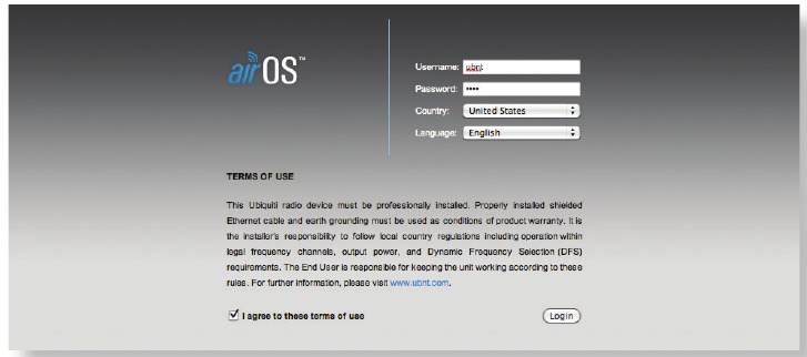 Ubiquiti - Rocket M Series - Kufikia airOS Kufikia airOS