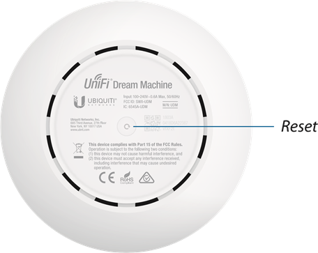 Ubiquiti - Unifi Dream Machine - Аппараттық құралға шолу - Қалпына келтіру түймесі Аппараттық құралға шолу - Қалпына келтіру түймесі