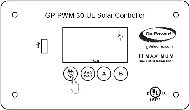 Go Power - GP-PWM-30-UL - Ovládanie meniča (zap/vyp) Krok 2 Ovládanie meniča (zap/vyp) Krok 2