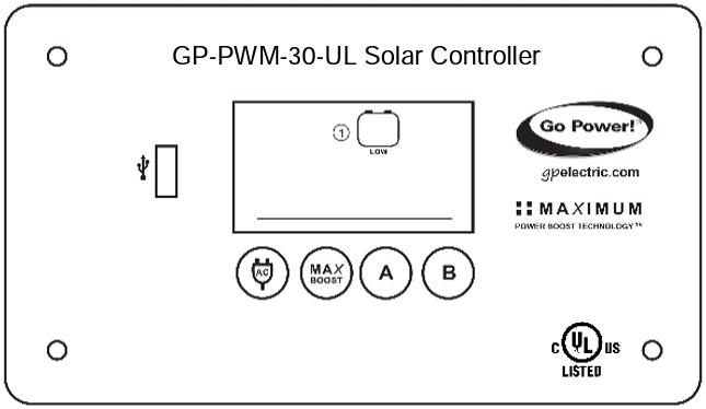 Go Power - GP-PWM-30-UL - Nízke napätie Nízka úroveň batérie 1 Nízke napätie Nízka úroveň batérie 1