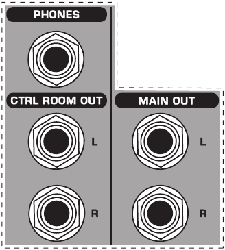Behringer - XENYX Q1202USB - Fig. 2.9: Monitor/hovedmiks-kontakter Fig. 2.9: Monitor/hovedmiks-kontakter