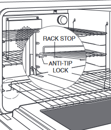 Wolf - Gas Range - Pojistka proti převrácení roštu trouby Pojistka proti převrácení roštu trouby