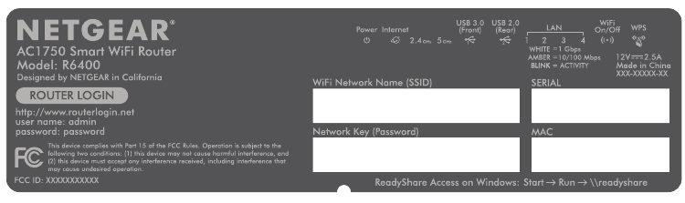 NETGEAR - R6400 - WiFi hálózatnév és jelszó WiFi hálózatnév és jelszó