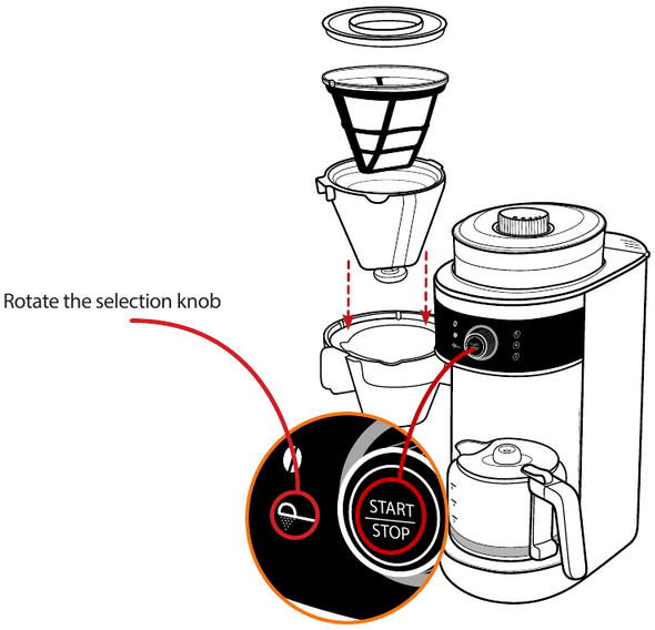 Gourmia - GCM-4850 - Őrölt kávé használata - 2. lépés Őrölt kávé használata - 2. lépés