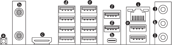 GIGABYTE - X670 AORUS ELITE AX - Υποδοχές στην πίσω πλευρά Υποδοχές στην πίσω πλευρά
