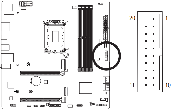 GIGABYTE - B760M AORUS ELITE X AX - F_U32 (USB 3.2 Gen 1 Header) F_U32 (USB 3.2 Gen 1 pesaliistu)