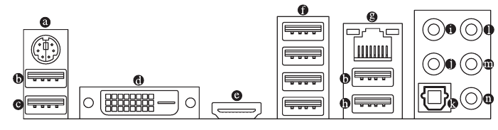 GIGABYTE - A520 AORUS ELITE - Συνδέσεις Πίσω Πάνελ Συνδέσεις Πίσω Πάνελ