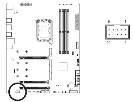 GIGABYTE - Z690 AORUS ELITE AX - F_AUDIO (Conetor de áudio do painel frontal) F_AUDIO (Conetor de áudio do painel frontal)