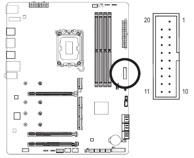 GIGABYTE - Z690 AORUS ELITE AX - F_U32 (Conetor USB 3.2 Gen 1) F_U32 (Conetor USB 3.2 Gen 1)