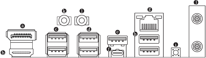 GIGABYTE - Z790I AORUS ULTRA - Hátlap csatlakozói Hátlap csatlakozói