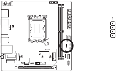 GIGABYTE - Z790I AORUS ULTRA - RGB LED szalag csatlakozó csatlakoztatása RGB LED szalag csatlakozó csatlakoztatása