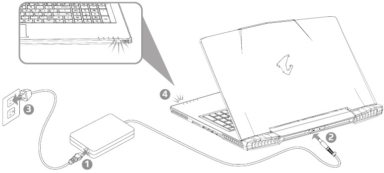 GIGABYTE - X7 DT v8 - Χρήση του Φορητού Υπολογιστή για Πρώτη Φορά - Βήμα 1 Χρήση του Φορητού Υπολογιστή για Πρώτη Φορά - Βήμα 1