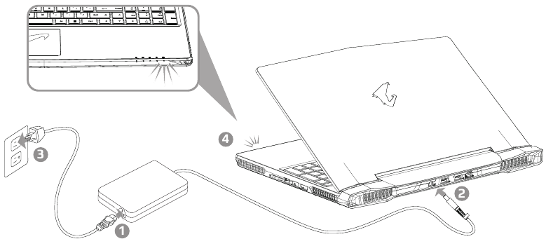 GIGABYTE - X5 v8 - Χρήση του φορητού υπολογιστή για πρώτη φορά - Βήμα 1 Χρήση του φορητού υπολογιστή για πρώτη φορά - Βήμα 1