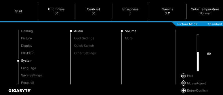 GIGABYTE - M27U - Configure the Device Settings - Βήμα 5 - System Διαμόρφωση των ρυθμίσεων της συσκευής - Βήμα 5 - System