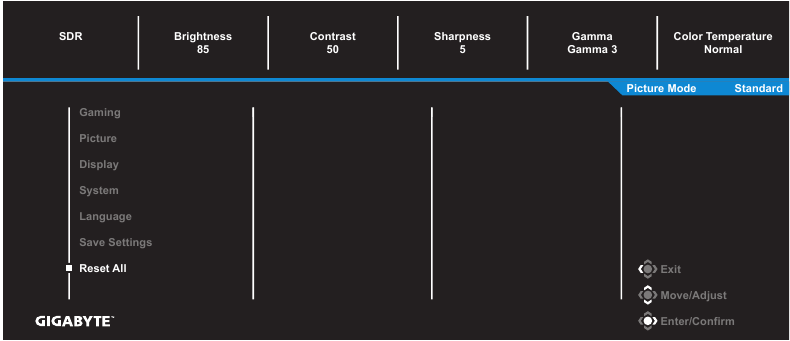 GIGABYTE - G24F 2 - Επαναφορά όλων Επαναφορά όλων