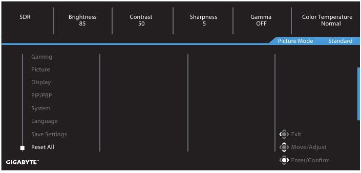 GIGABYTE - M32Q - Reset All Επαναφορά όλων