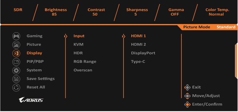 GIGABYTE - AORUS FI32Q - Configure the Device Settings - Display - Part 1 Διαμόρφωση των ρυθμίσεων της συσκευής - Οθόνη - Μέρος 1