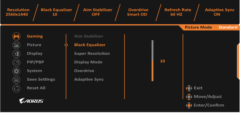 GIGABYTE - AORUS FI32Q - Διαμόρφωση των Ρυθμίσεων της Συσκευής - Gaming Διαμόρφωση των Ρυθμίσεων της Συσκευής - Gaming