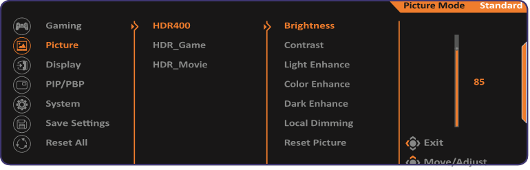 GIGABYTE - AORUS FI32Q - Διαμόρφωση των Ρυθμίσεων της Συσκευής - Picture - Part 2 Διαμόρφωση των Ρυθμίσεων της Συσκευής - Picture - Part 2